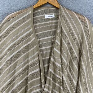 Calvin‎ Klein Shawl Cardigan Women One Size Metallic Gold Open Tunic Wrap Knit